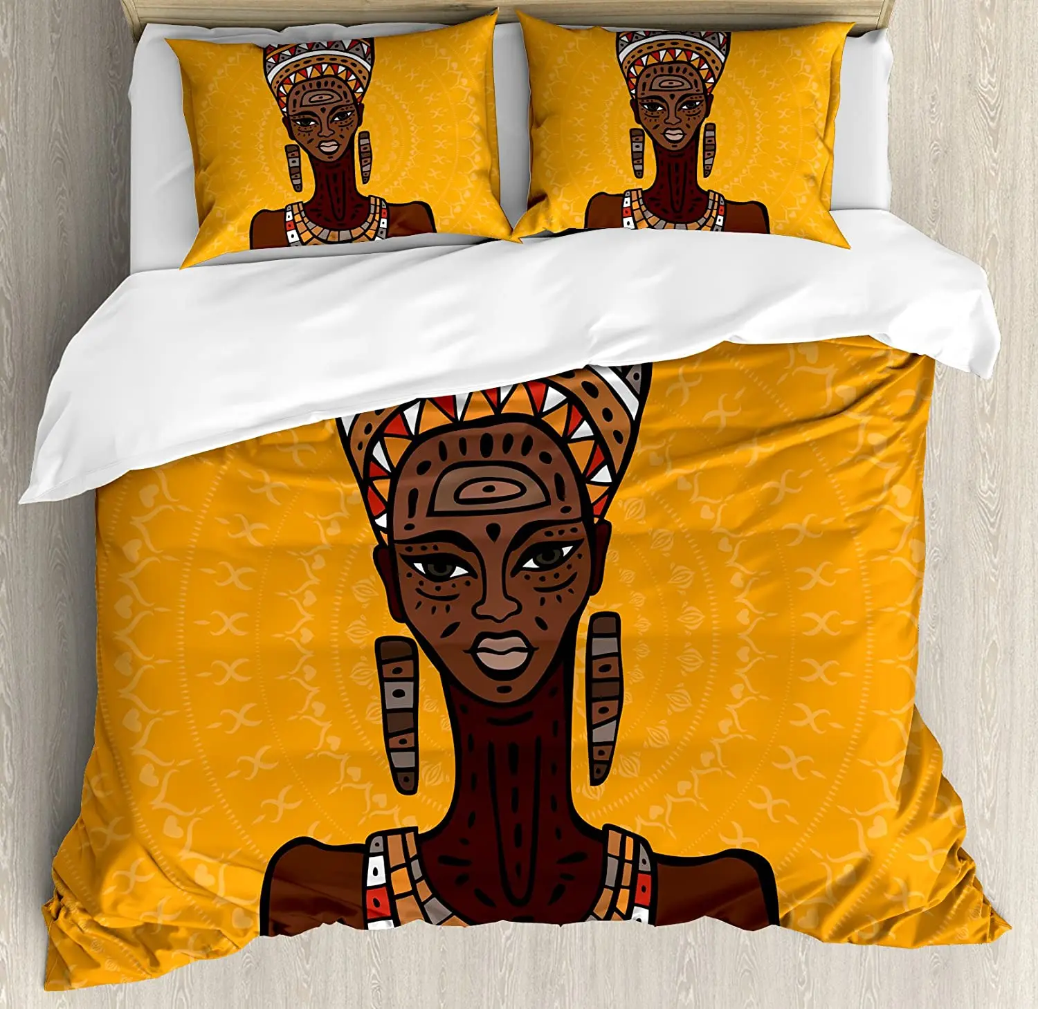 

African Woman 3pcs Bedding Set Ethnographic Artwork African Trib Duvet Cover Set Bed Set Quilt Cover Pillow Case Comforter Cover