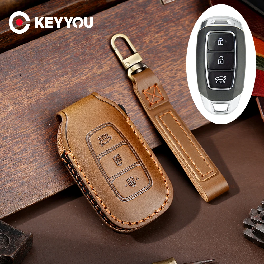 

Чехол KEYYOU для автомобильного ключа из натуральной кожи, чехол для Hyundai I40 I30 IX35 Tucson Verna Solaris Elantra Accent I45 Santa