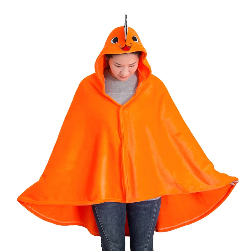 

160*190CM Anime Chainsaw Man Pochita Blanket Cosplay Flannel Blanket Hooded Cloak Cape Costume Props