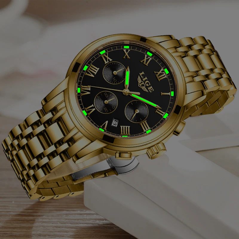 LIGE  New Fashion Women Watches Ladies Top Brand luxury Waterproof Quartz Clocks Watch Women Stainless Steel Date Gift Clock