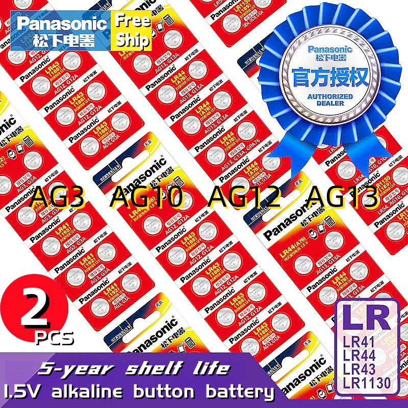Часы Panasonic LR44 LR43 LR41 LR1130 Button Batteria AG13 AG10 L1154 A76 357a Cell Coin Watch Toys Remote Battery