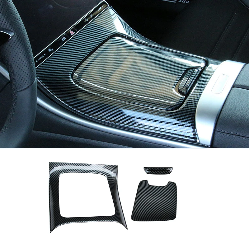 

Para mercedes benz c classe w206 2022 + fibra de carbono central painel de controle engrenagem decalque internal modification