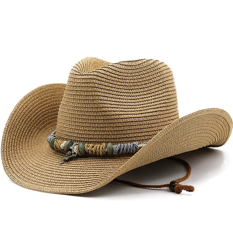 

Шляпа от солнца Женская Складная, Пляжная Соломенная Панама в богемном стиле, белая, с защитой от ультрафиолета, Ковбойская шапка, летняя