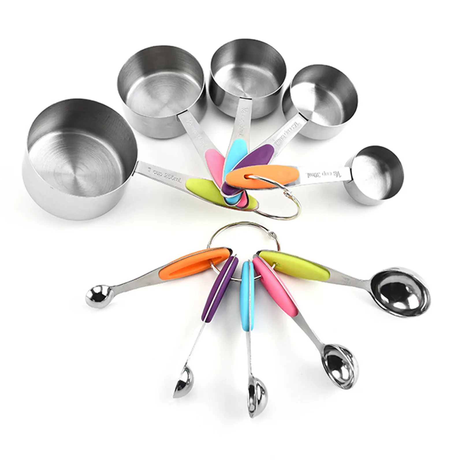 

Measuring Cup Colored Measuring Spoons Scale Stainless Steel Stackable Kitchen Supplies For Baking Coffee Sugar Salt