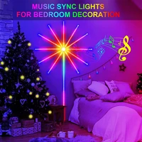 smart sound sync led firework lights rgb color changing music remote control usb charging party decor music firework led lights