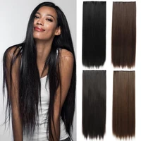merisihair 32inch synthetic hair extensions one piece 5 clips long straight high temperature fiber black brown hairpiece