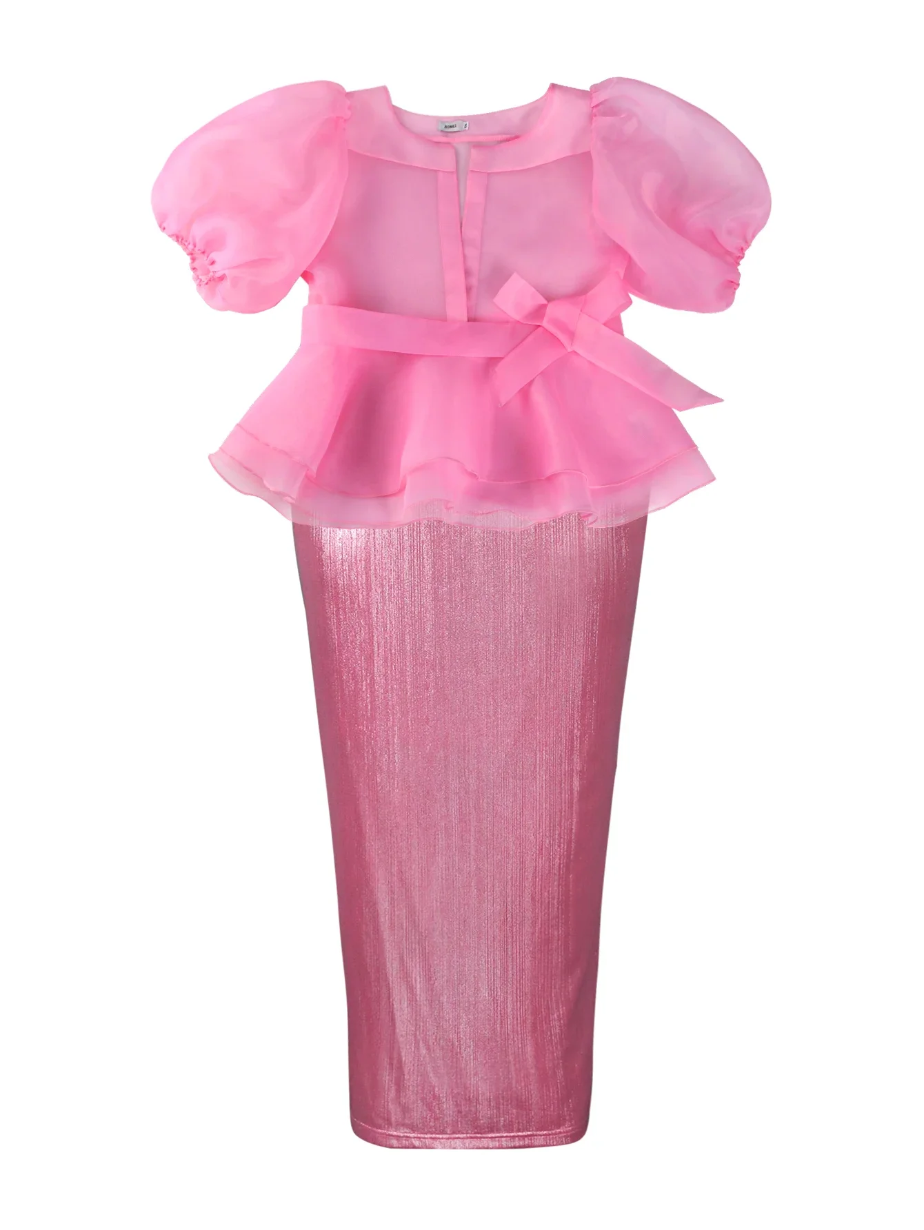 Сексуальная розовая женская прозрачная шифоновая рубашка из 2 предметов с