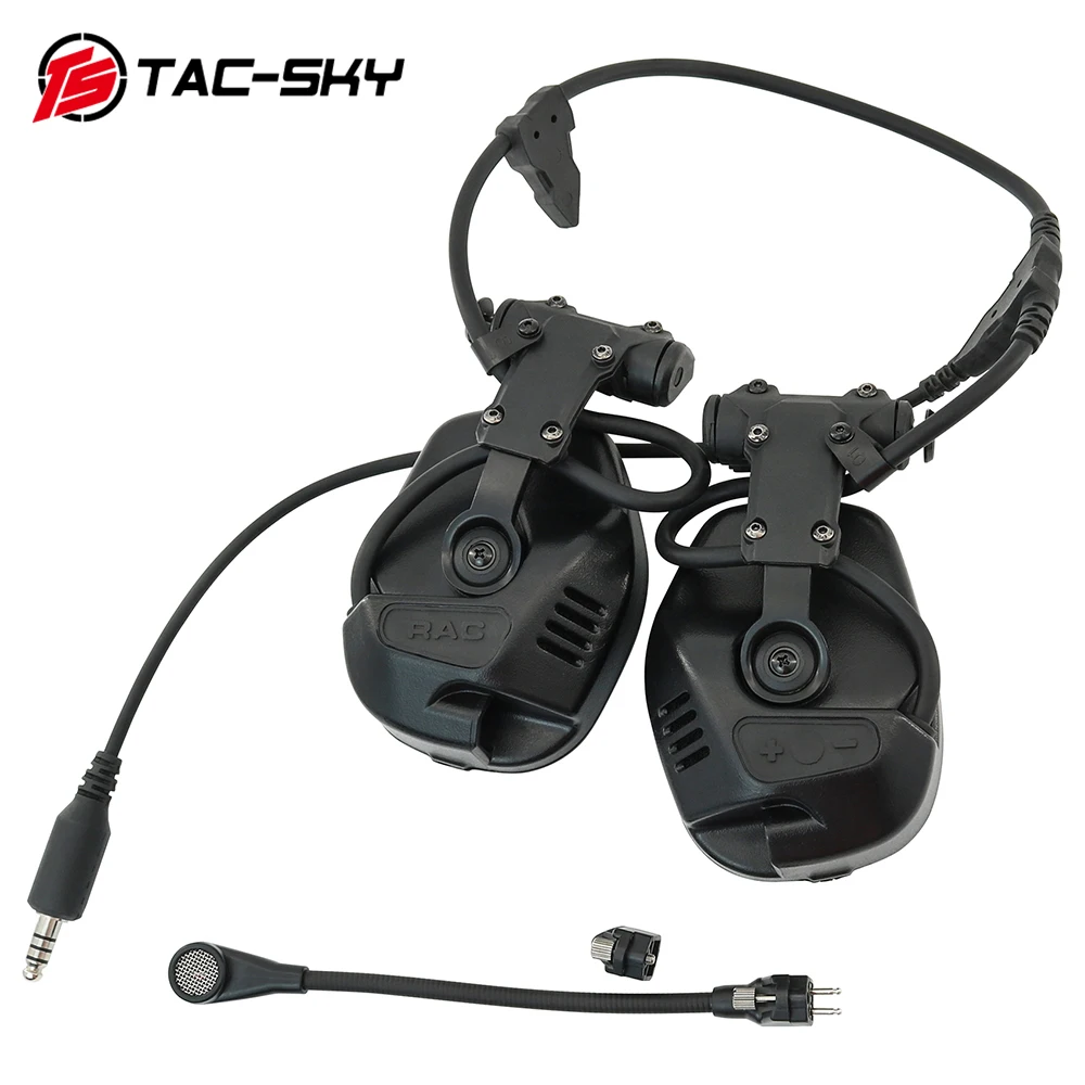 TAC-SKY Tactical RAC Headset Communication Pickup Noise Reduction with ARC Rail Adapter Fast Helmet Tactical High-cut Headset enlarge
