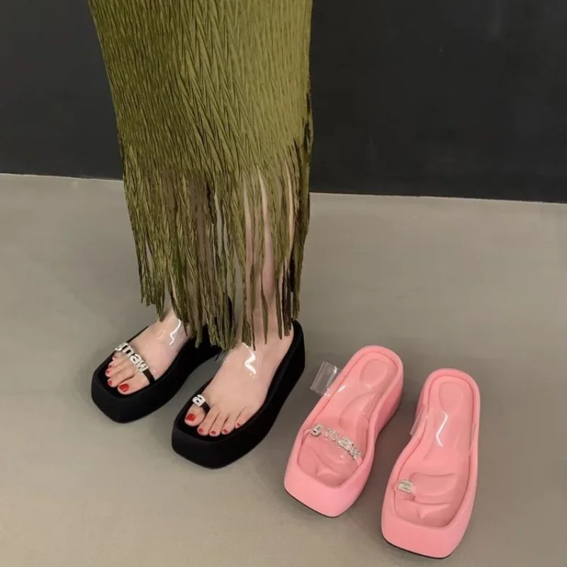 Wedges Platform Shoes Slippers Women Flip Flops Pvc Casual Slides 2023 New Summer Shoes Sandals Slingbacks Dress Lady Zapatillas