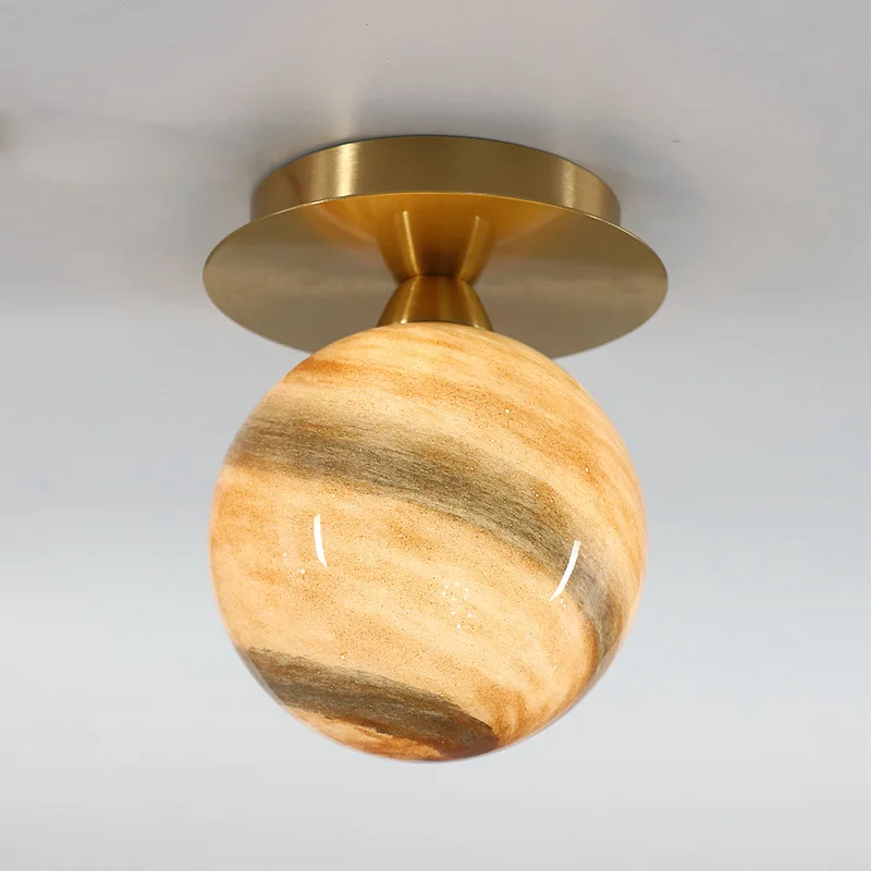 

Nordic Creative Glass Ceiling Lamp Simple Bedroom Porch Balcony Lighting Star Lamp Wandering Earth Ceiling Light