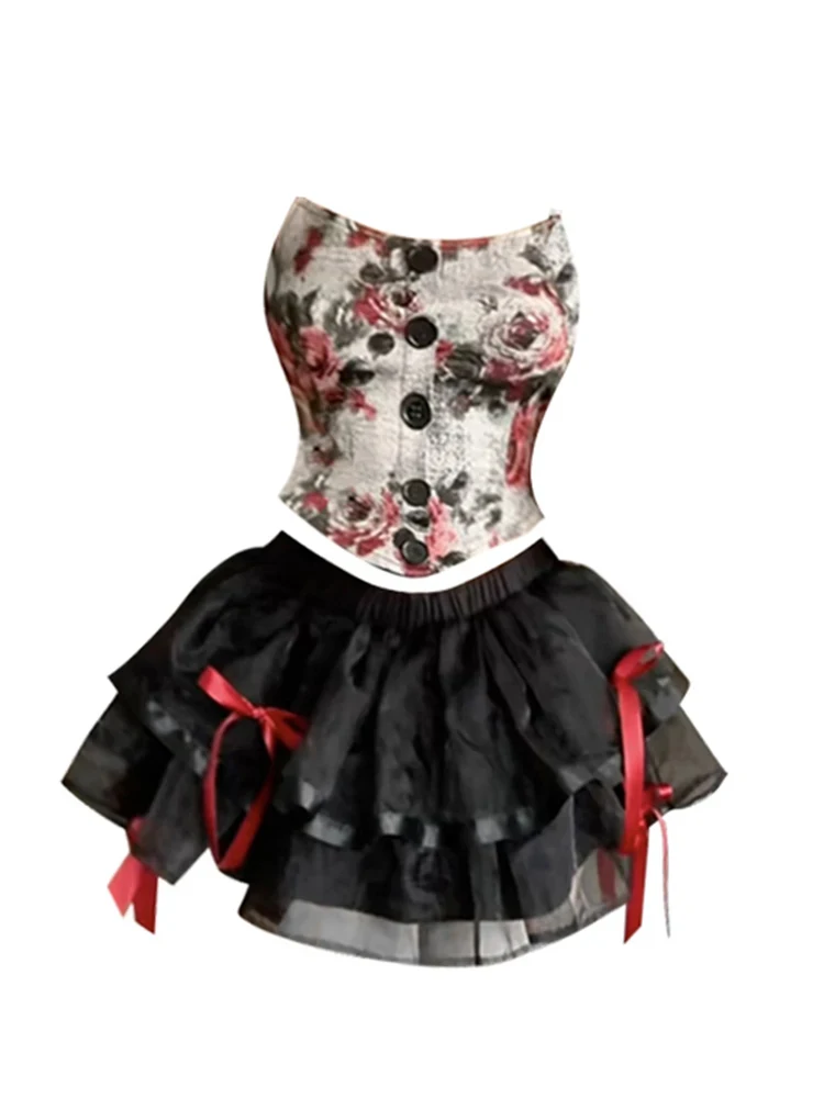 Летний женский костюм для ночного клуба Y2k на день рождения с кокеткой наряды