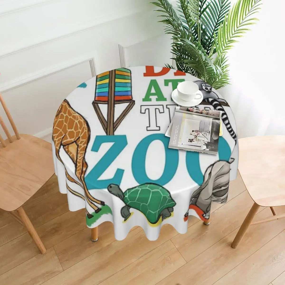 

A Day At The Zoo Tablecloth 60in Round 152cm Soft Protecting Table Great Gift