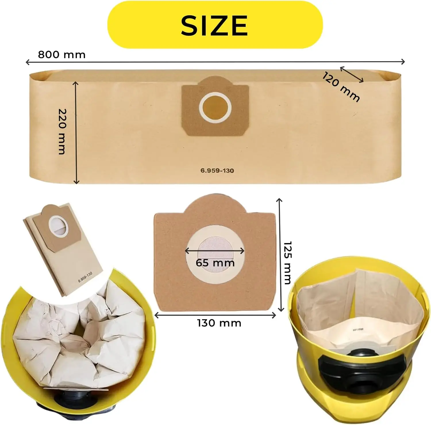 Фото Мешки для пылесоса Karcher WD3, WD 3 Premium, WD3200, WD3500P, MV3, MV3P Premium, A2204, A2534, SE4001, SE4002, 6.959-130.0 №3