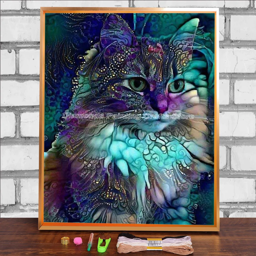 

Animal Cat Printed Fabric 11CT Cross Stitch Complete Kit Embroidery DMC Threads Needlework Sewing Handiwork Painting Magic