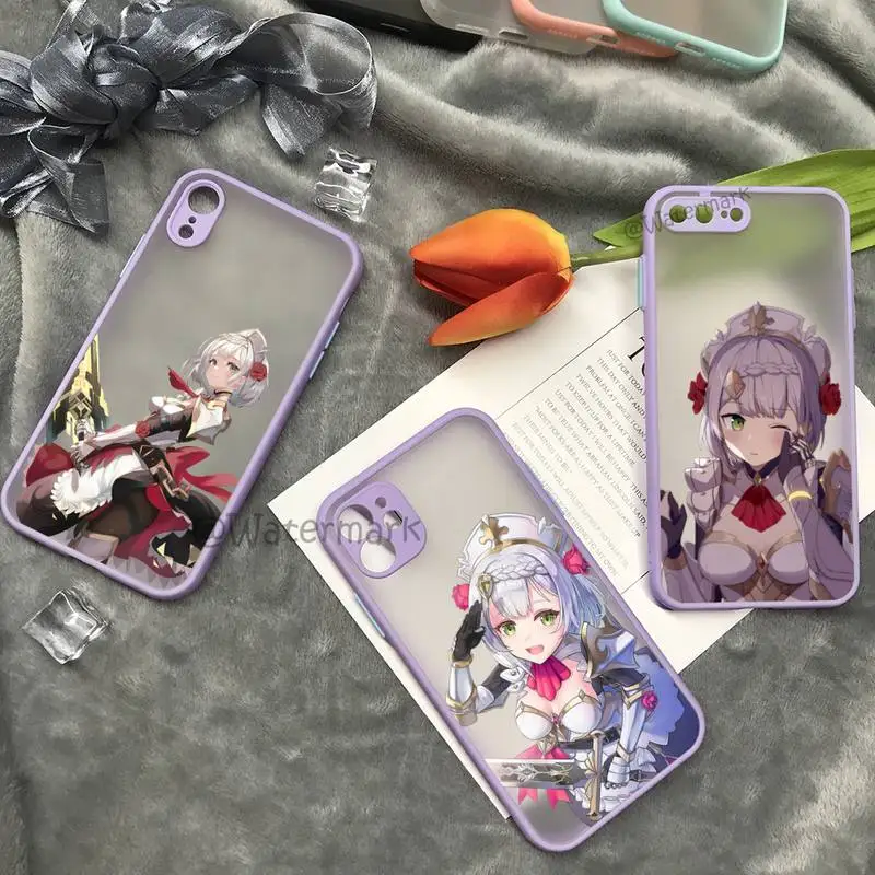 

Noelle Genshin Impact Phone Case For IPhone 13 12 Mini 11 Pro Max Xs Xr X 7 8 Plus Purple Matte Translucent Funda