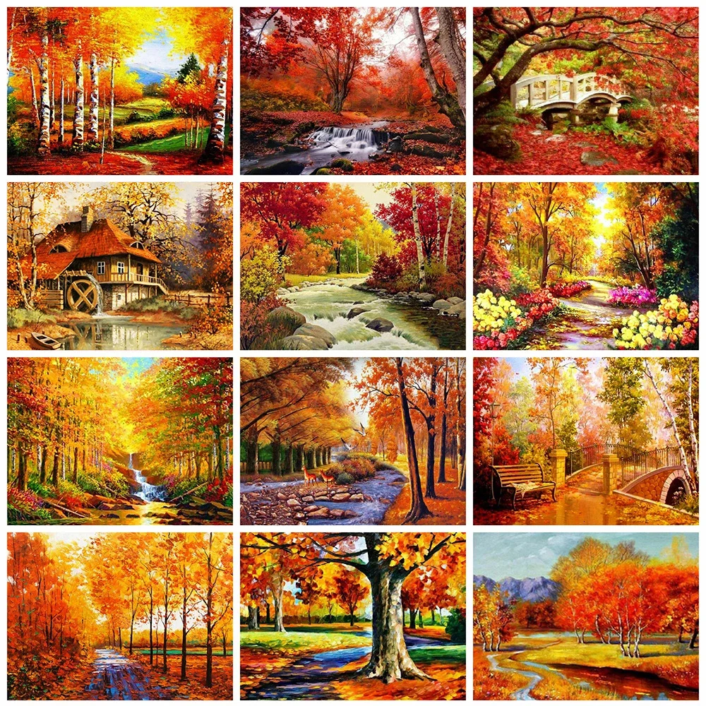 

Алмазная 5D картина «сделай сам», Осенний пейзаж, стразы, Набор для вышивки крестиком, Ручная инкрустация, подарки, домашнее настенное украше...