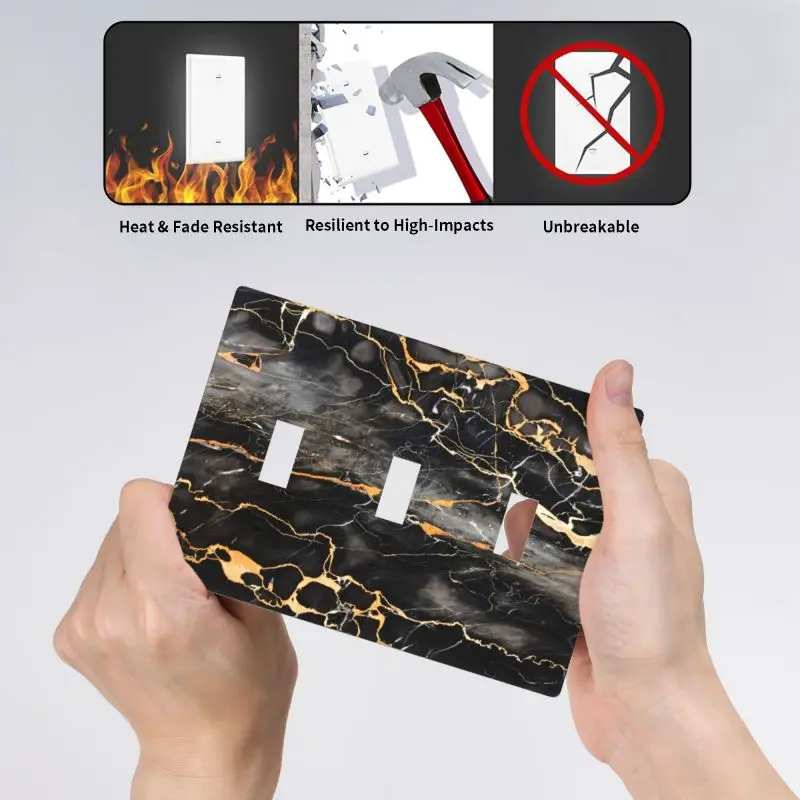 Тройной переключатель с мраморным принтом декоративная панель черного и