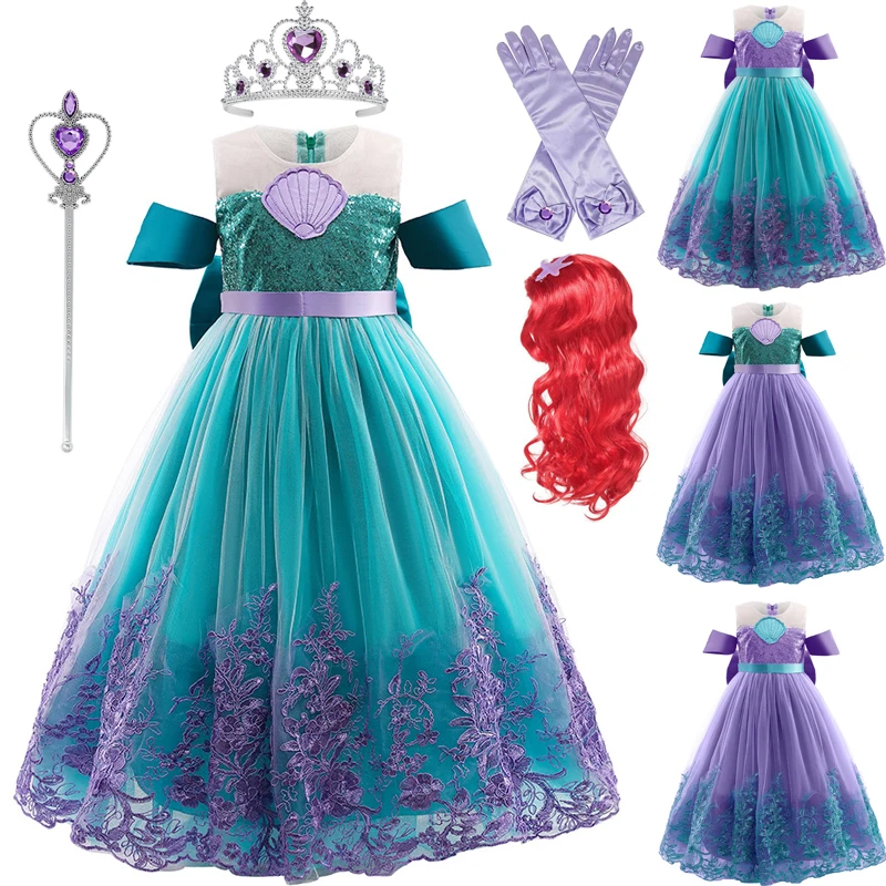Платье русалочки ариэль для девочки костюм маленькой платье принцессы нарядный