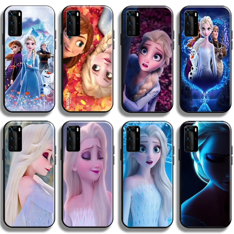 

Disney Frozen Pretty Elsa Anna Phone Case For Huawei P40 P40 Pro Lite 5G Soft Coque Cover Full Protection Black Funda Back