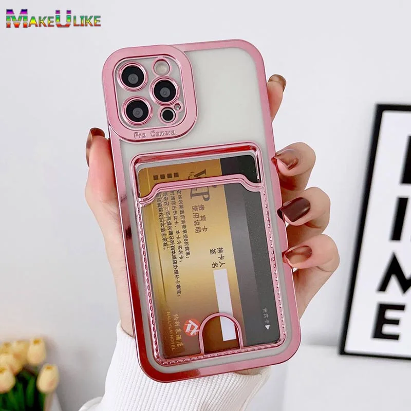 

Case for iPhone 12 Pro Max Case Clear Card Slot Bag Transparent Case for iPhone 6 6S 7 8 14 Plus 13 11 Pro XR XS Max 12Pro Cover