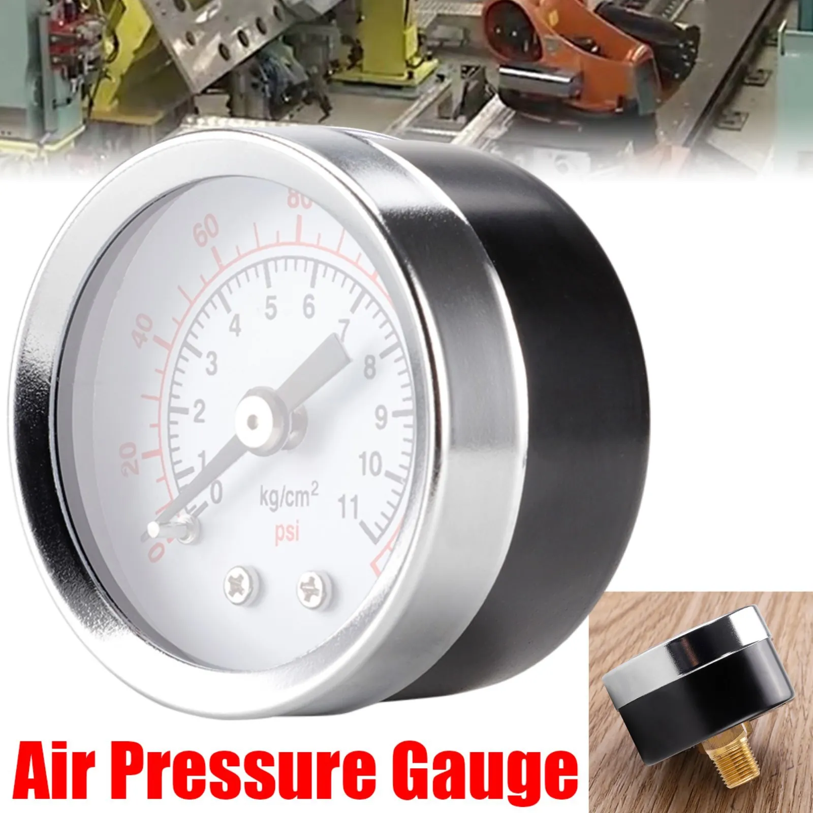 

Professional Air Pressure Gauge 1/8" NPT 0~160psi/0~10bar Detection Tools Steel Dual Scale Economical All Purpose Pressure Gauge