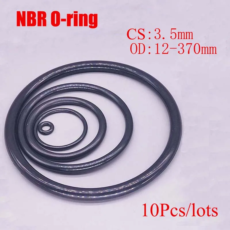 

10Pcs NBR O Ring Seal Gasket Thickness CS 3.5mm OD 12-370mm Nitrile Butadiene Rubber Spacer Oil Resistance Washer Round Shape