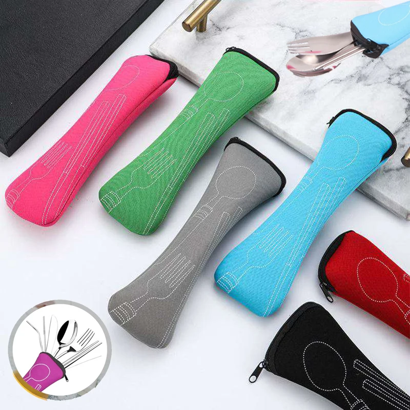 

7pcs/set Stainless Steel Tableware Portable Travel Camping Tableware Student Household Tableware Reusable Tableware Set 2021