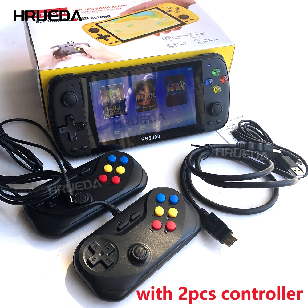 5.1 inch Retro Game Player HD IPS Arcade Games 128 bit PS5000 Handheld Game Console 64G 6000 Games Double Gaming Players Box