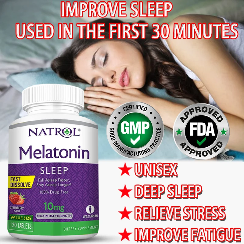 

Melatonin Capsules, Vitamin B6, Helps Promote Better Sleep Quality, Relieves Insomnia, Sleep Aids