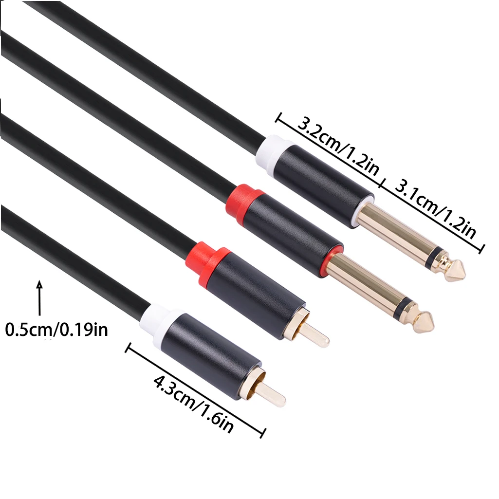 Dual 6 35mm TS Male RCA Interconnect Cable Adapter Player Audio Shelled Cord Hi-fi Jack Mono Accessories Video images - 6