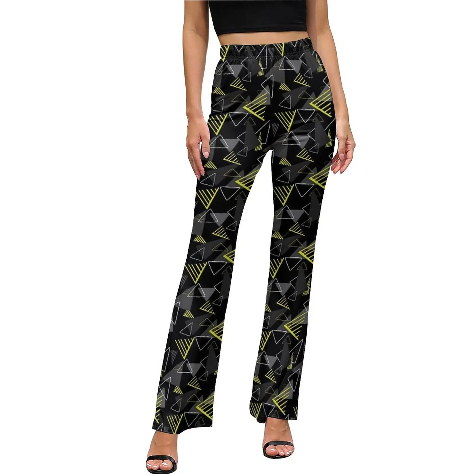 

Modern Geo Print Pants Elastic High Waist Memphis Style Street Style Flare Pants Daily Elegant Custom Oversize Trousers