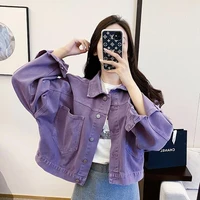 20221 new fashion womens purple casual denim jacket ladies 2022 spring and autumn new jackets popular ladies short tops