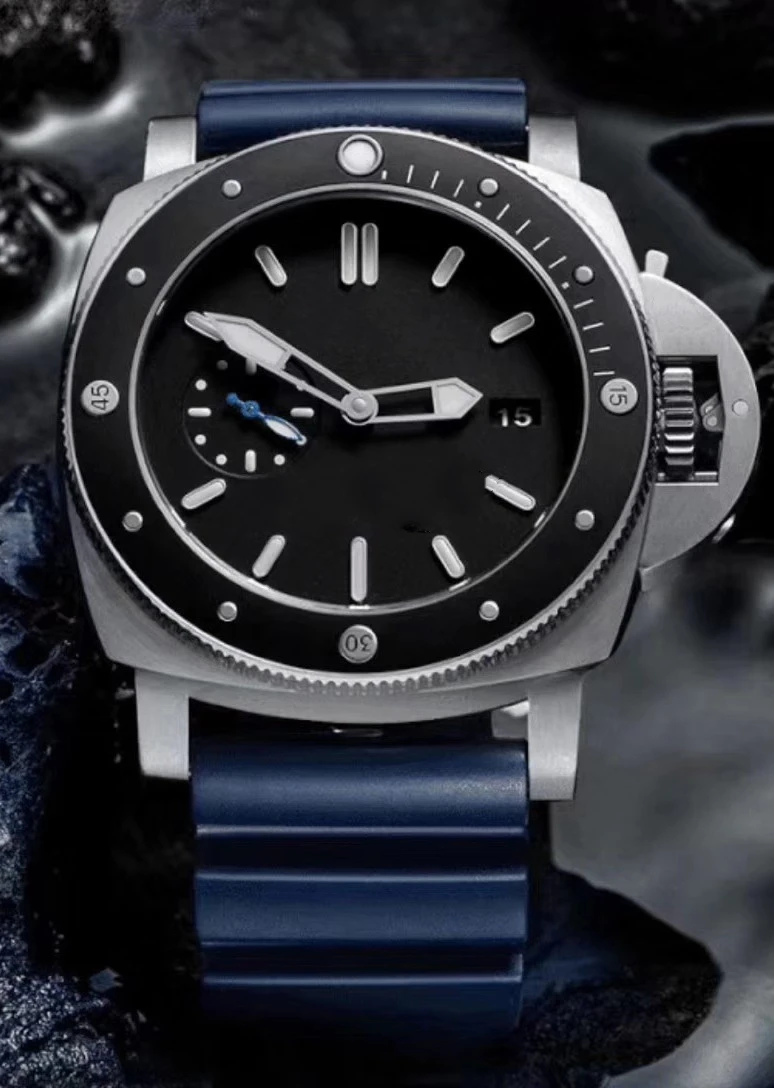 

mens mechanical watch ceramic automatic Blue Rubber