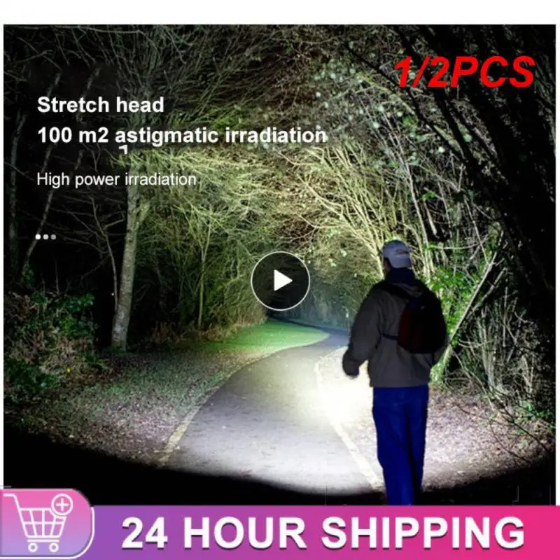 

1/2 шт., светодиодный мини-фонарик со встроенной батареей