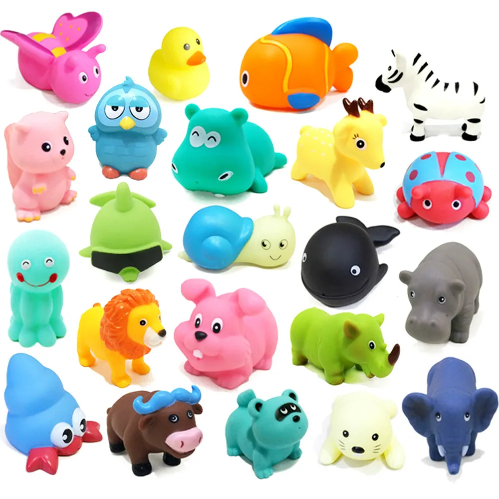 

1PCS Baby Bath Toys Soft Rubber Duck Squeeze Sound Float Animals Bathroom Swimming Water Toys for Children Boys Girls
