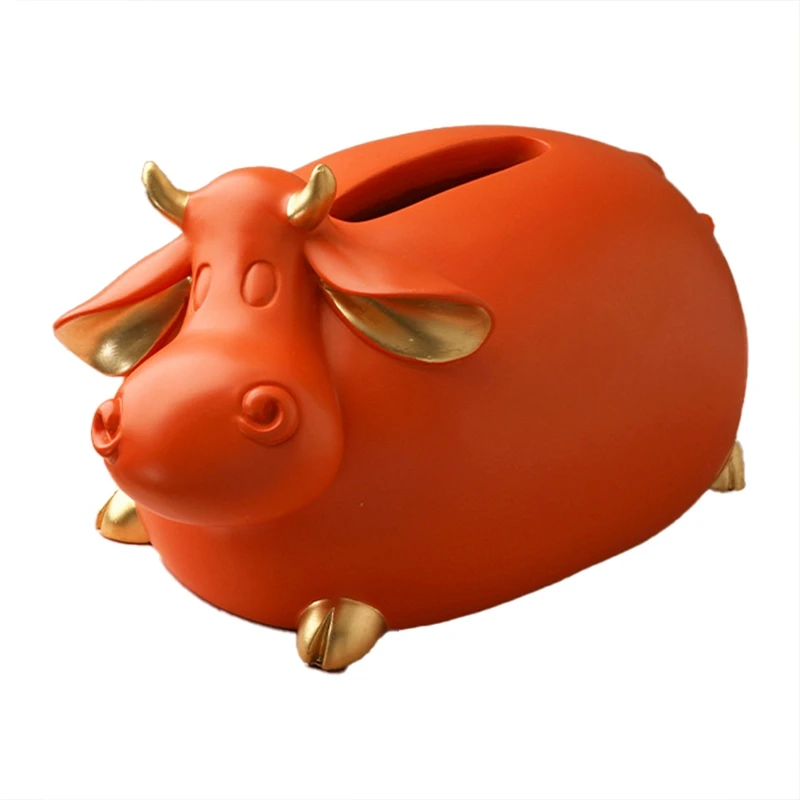 

Cow Tissue Box Dinner Table Paper Towel Organizer Living Room Desktop Ornament Resin Tissue Box Home Decoration Modern