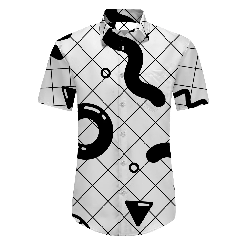 

2022 New Fashion Plaid Shirts Men's Summer Short Sleeve Dress Shirts Twill White Black Business Dress Men Social Shirts
