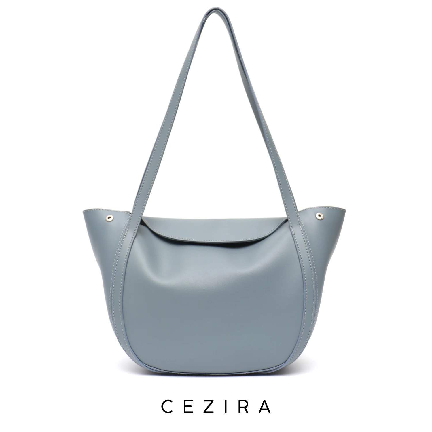 Купи CEZIRA Simple Fashion Style Soft PU Vegan Leather Women Handbags Casual Daily Large Tote Shoulder Bags Flap Zip Shopper Purses за 1,930 рублей в магазине AliExpress