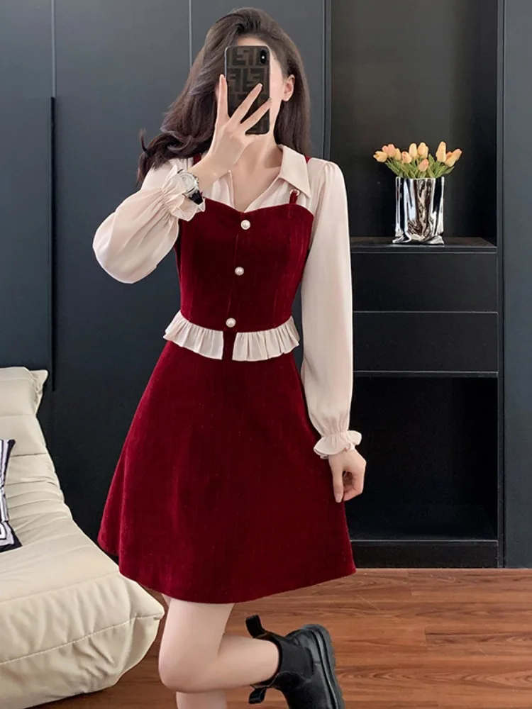 Шикарные уникальные рубашки из двух предметов лоскутное платье женское