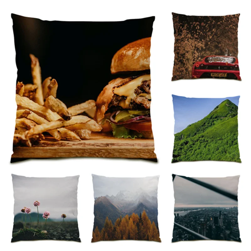 

Colorful Sofa Decorative Pillow Cases High Quality Living Room Cushion Covers Home Decor Polyester Linen Nature Landscape E1013