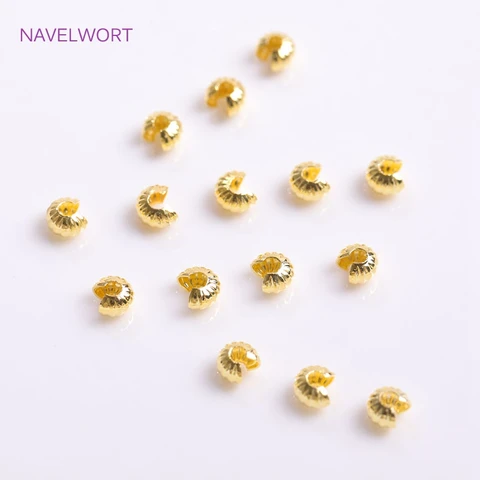 Открытые обжимные бусины NAVELWORT 18K позолоченные