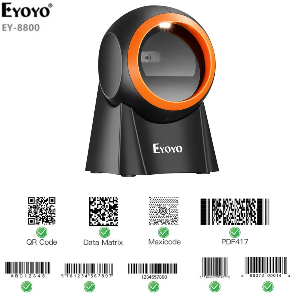Eyoyo Scanner de Alta Velocidade Leitura Código de Barras Digitalização Plataforma Leitor de Código de Barras 1d 2d Mesa Leitor de Código de Barras Leitor Matriz Dados