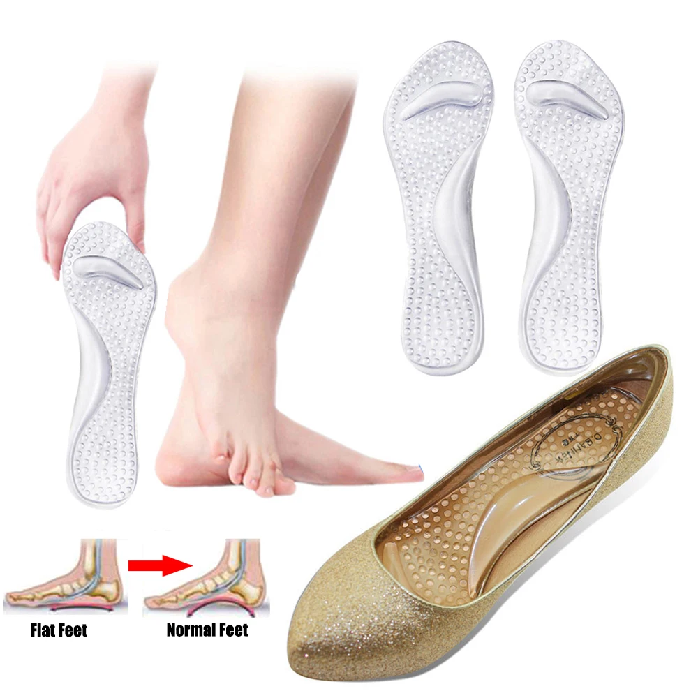 Flat Foot Orthopedic Silicone Insoles for Women Sandals High Heels Shoes Insert Orthotic Arch Support Plantar Fasciitis Insoles