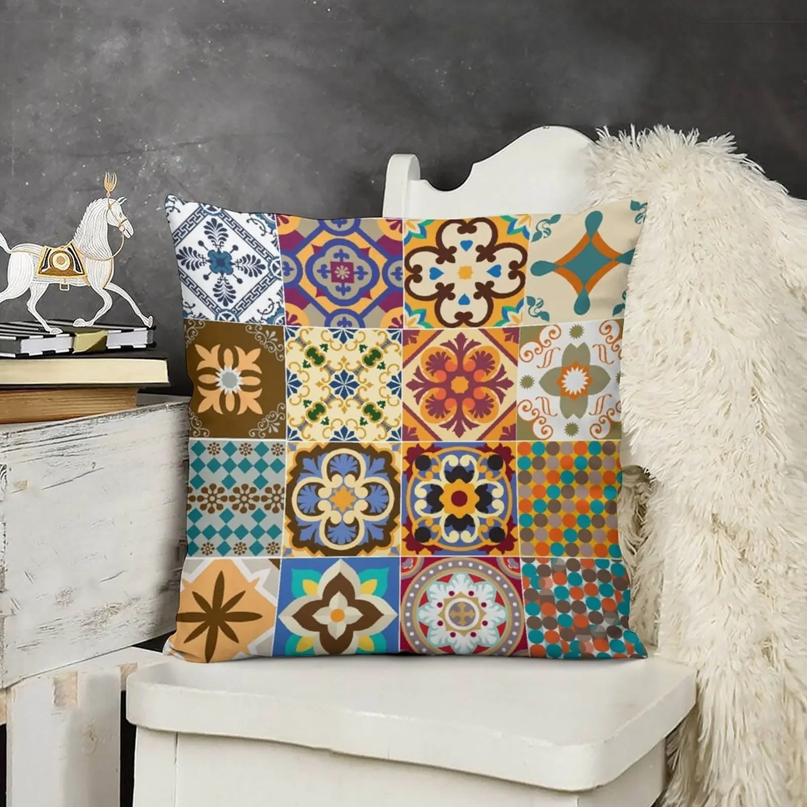 Традиционная португальская плитка &quotazulejo portuguese&quot Декоративная подушка Подушки