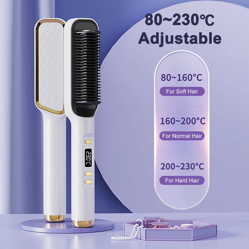 Расческа с электрическим подогревом для завивки и выпрямления волос