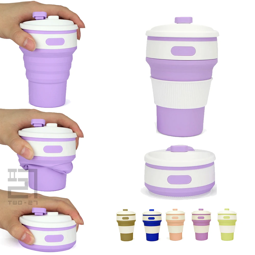 

350ml Fold Cups for Hot Water Foldable BPA Free Silicon Gel Folding Coffee Mug Folded Telescopic Collapsible Travel 350 Ml 0.35L