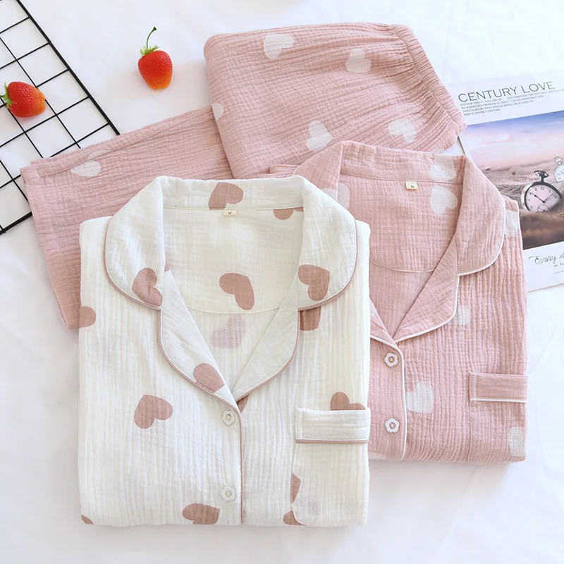 Sweet Heart Cute Women Girls Spring Autumn Winter Pajamas Set Factory Direct Pyjamas Cotton Lovely Homewear Loungewear Set
