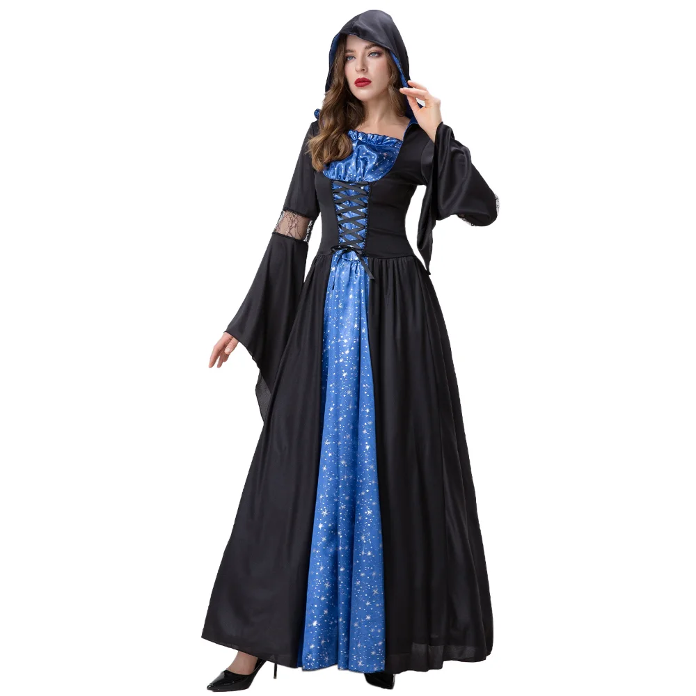 

Halloween Cosplay Costume World Witch Playplay Costume Black Dress Mascot Festival Party Funny Garment with Hat Anime Clothes