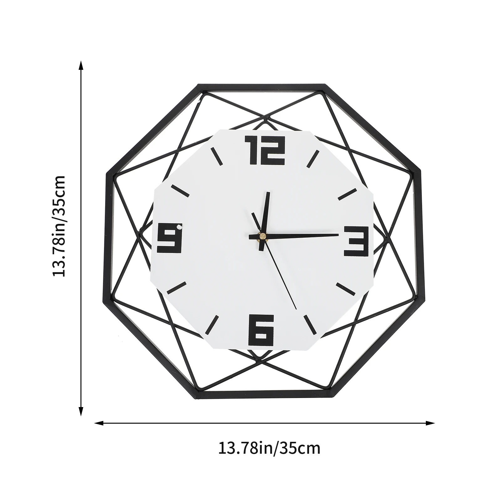 Creative Simple Iron Polygon-shape Wall Clock Decorative Hanging Quiet punch-free wall-mounted decorative clock |