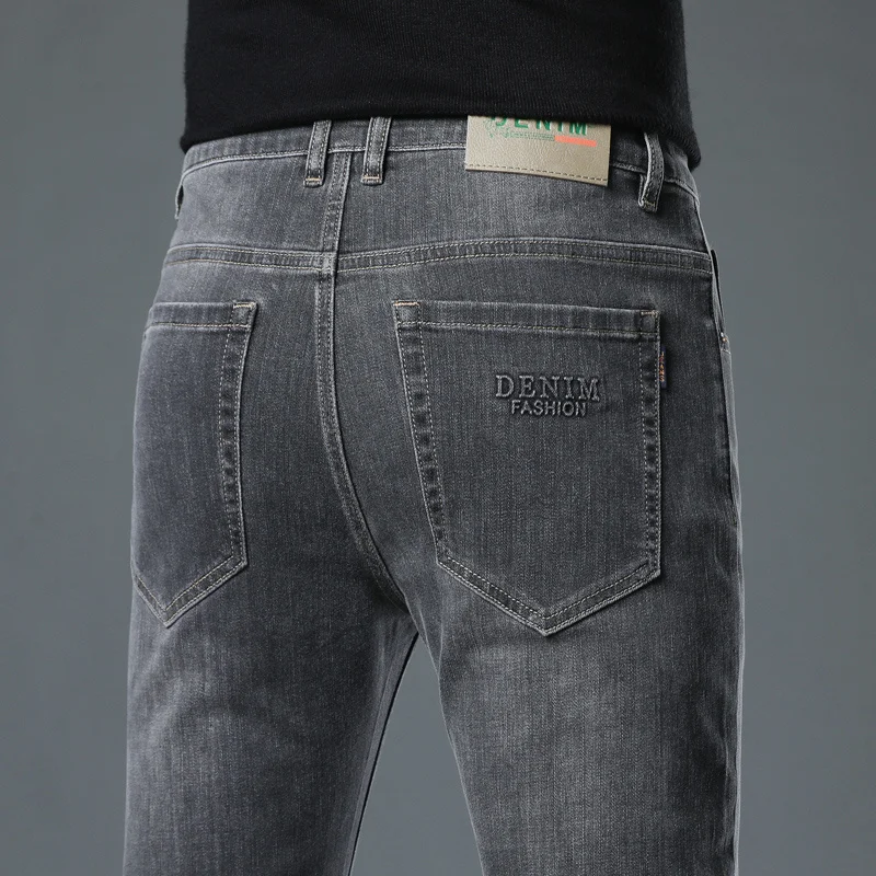 Джинсы мужские стрейчевые повседневные брюки стандартной посадки черные серые